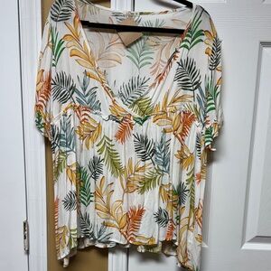 Leafy V-Neck Women's Blouse